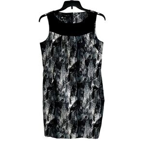 AB Studio Sleeveless Black/Gray/White Midi Dress Size 16